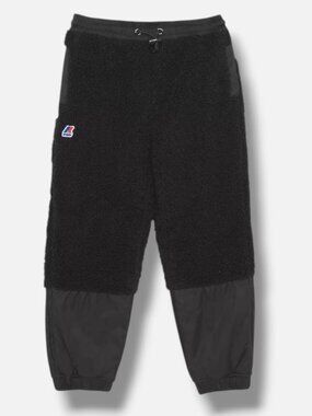 K-Way Kids Black Kael Orsetto Elastic-Waist Sherpa Sweatpants Joggers Size 4Y